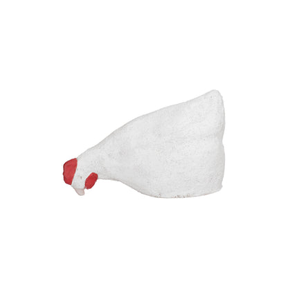 Gallina decorativa Sullaia in terracotta bianca con dettagli rossi di Rituali Domestici su sfondo bianco