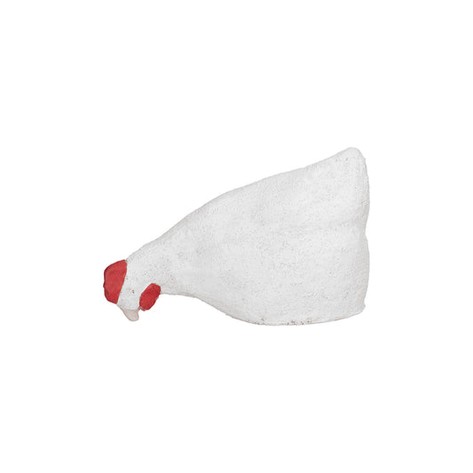 Gallina decorativa Sullaia in terracotta bianca con dettagli rossi di Rituali Domestici su sfondo bianco