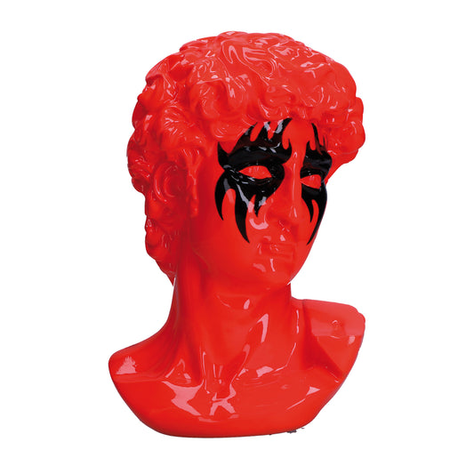 Busto in resina decorato di colore arancione. Dimensioni: cm 20 X 18 X H 29. In negozio e online su tuttochic.live