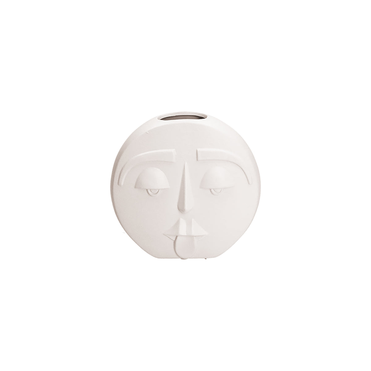 Vaso Decorativo Viso in ceramica di colore bianco. Dimensioni: 19 x7,5 x h 18,5 cm. In negozio e online su tuttochic.live
