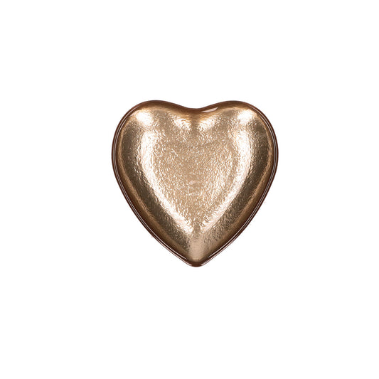 Piattino in vetro di colore oro a forma di cuore. Dimensioni: Ø 14 cm. Clicca qui per vedere tutta la collezione Neimieipensieri. In negozio e online su tuttochic.live