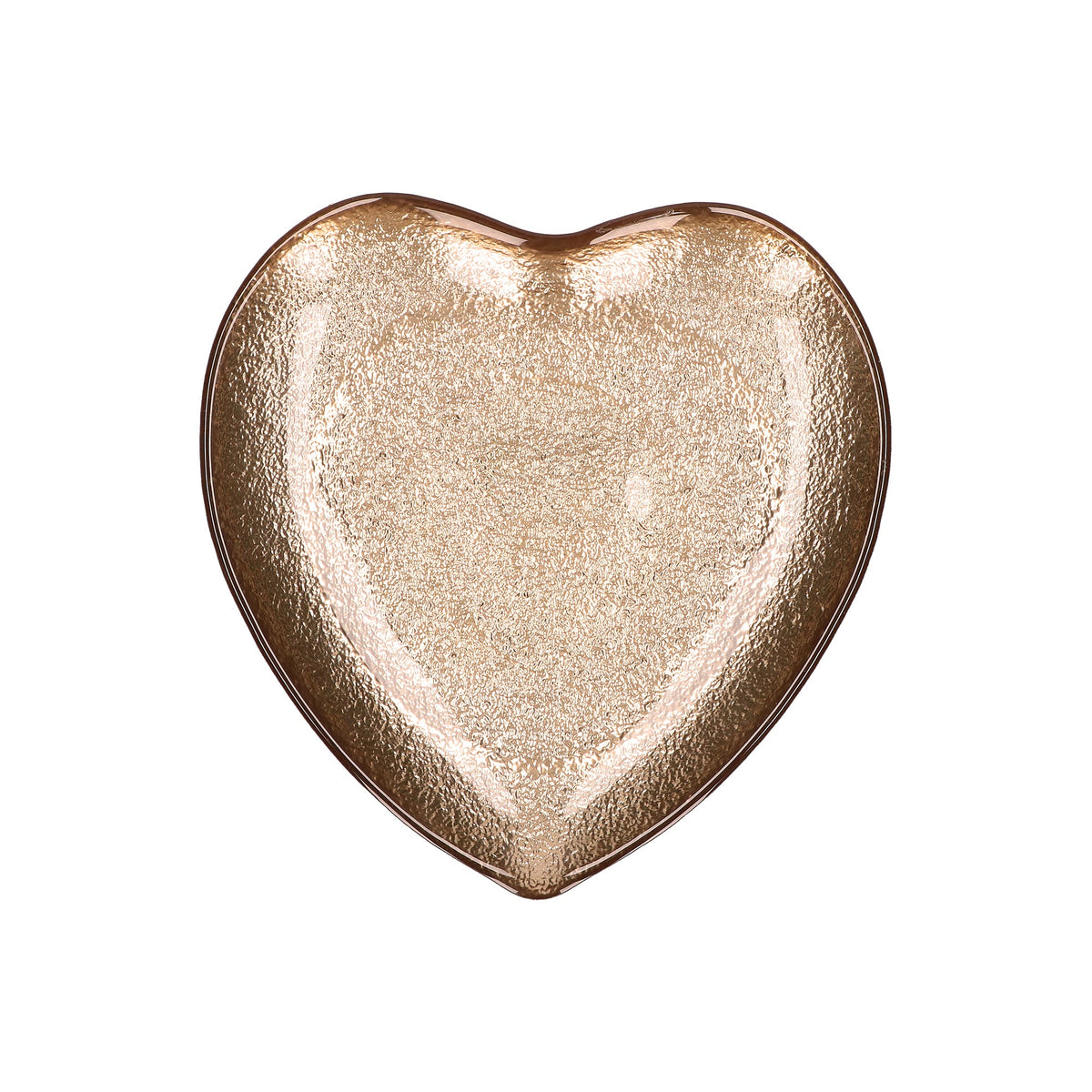 Piattino in vetro di colore oro a forma di cuore. Dimensioni: Ø 21,5 cm. Clicca qui per vedere tutta la collezione Neimieipensieri. In negozio e online su tuttochic.live