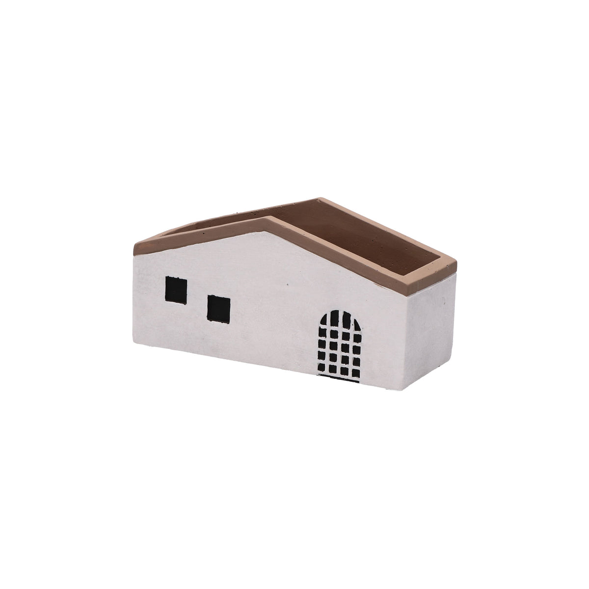 Cachepot a forma di casetta in resina cementizia decorata. Dimensioni: cm 20 x 8 x 10 h. In negozio e online su tuttochic.live