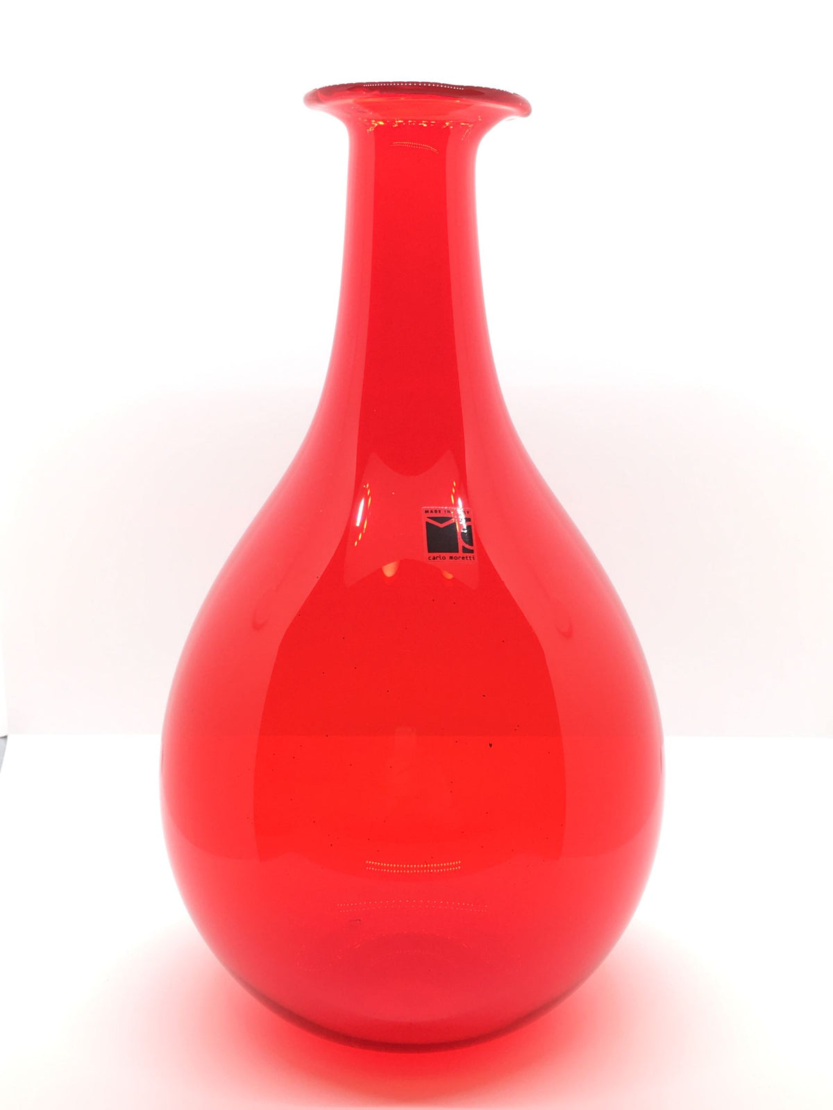 Vaso Soffiato rosso traslucido Carlo Moretti in vetro di Murano