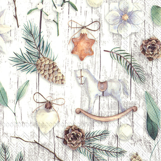 Confezione di 20 tovaglioli di carta a 3 veli decorati con tema natalizio fondo grigio . Dimensioni: cm 33 x 33. Made in Germany. In negozio e online su tuttochic.live