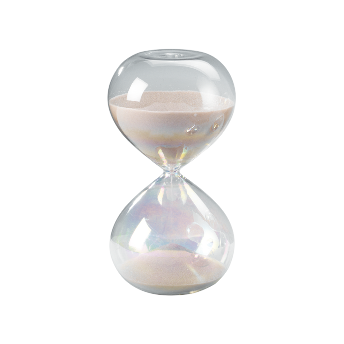 Clessidra 10 minuti con vetro perlato. Dimensioni: cm Ø 6,5 x 13 h. In negozio e online su tuttochic.live