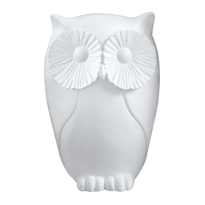 Figura Gufo in resina bianca opaca. Dimensioni: cm 17 x 23 x 26 h. In negozio e online su tuttochic.live