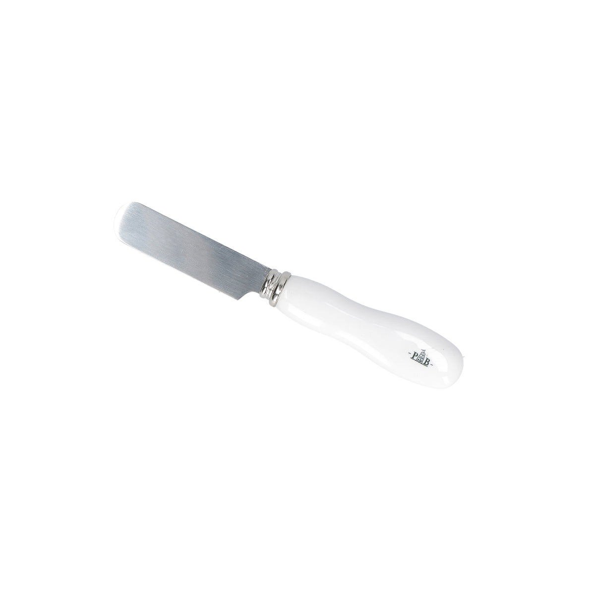 Coltello spalmaburro in acciaio inox con manico in porcellana. Dimensioni: 13 x 13,5 x h1,5 cm Lavabile in lavastoviglie. In negozio e online su tuttochic.live