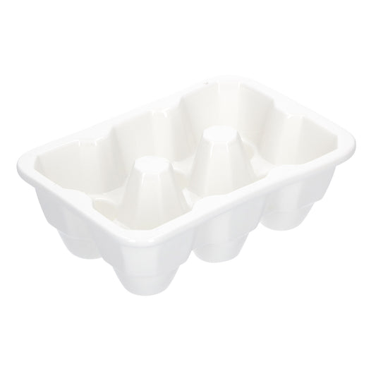 Contenitore per 6 uova rettangolare in porcellana bianca. Dimensioni: 16 x 11 x h 5 cm Lavabile in lavastoviglie Utilizzabile in microonde Utilizzabile in forno tradizionale. In negozio e online su tuttochic.live