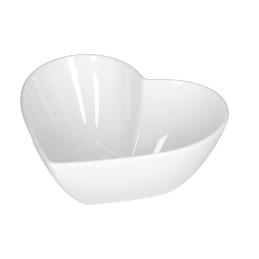Ciotola in porcellana bianca a forma di cuore. Dimensioni: 13 x 13 x h 5,5 cm Lavabile in lavastoviglie Utilizzabile in microonde. Utilizzabile in forno tradizionale.. In negozio e online su tuttochic.live