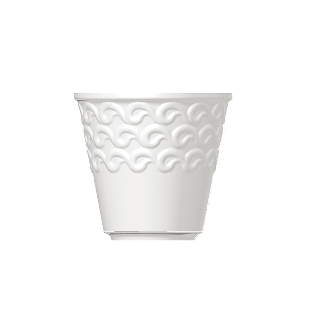 Set di 6 bicchierini da caffè in porcellana bianca. Dimensioni: 75 cc, h5,5 cm, Ø 6 Lavabile in lavastoviglie Utilizzabile in microonde Utilizzabile in forno tradizionale. In negozio e online su tuttochic.live