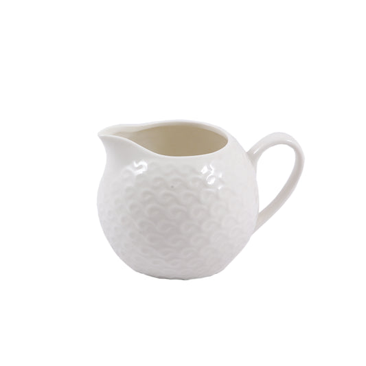 Lattiera in porcellana bianca decorata. Dimensioni e capacità: 200 cc 9x9xh9 cm. In negozio e online su tuttochic.live