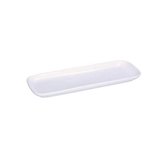 Piatto rettangolare in porcellana bianca. Linea Essenziale New Age Quando il design incontra il food, la linearità diventa la massima espressione dell’eleganza in tavola. Dimensioni: cm 30 X 11 X 2,1 h Utilizzabile in forno a microonde e tradizionale Lavabile in lavastoviglie. In negozio e online su tuttochic.live