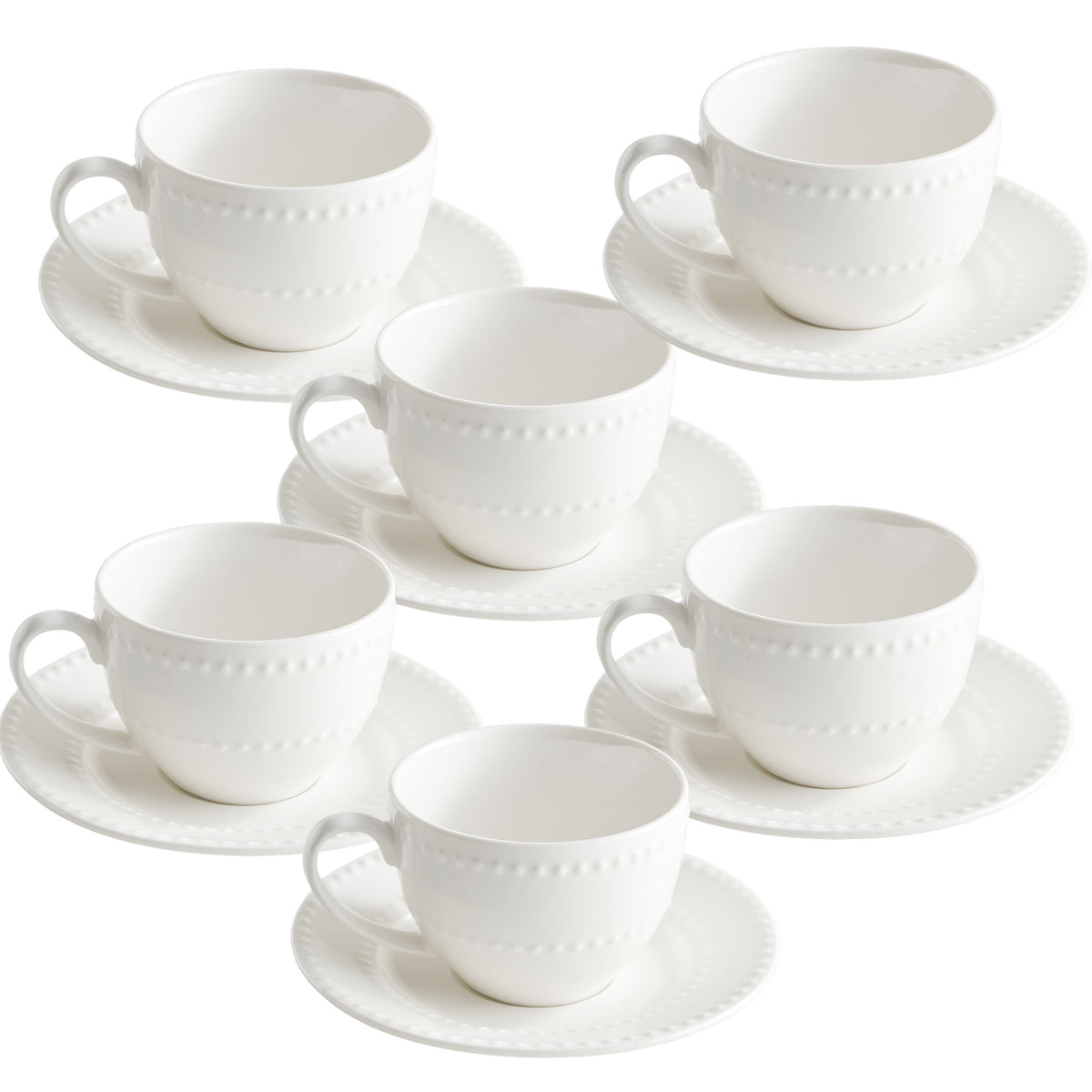 Set di 6 tazzine caffè con piattino in porcellana bianca. Collina, con il suo decoro semplice e raffinato, ci trasporta nel capolavoro toscano della Val d’Orcia, dove dolci colline cingono borghi antichi. Capacità: 100 cc Utilizzabile in forno tradizionale, microonde e lavastoviglie. In negozio e online su tuttochic.live