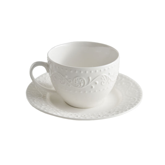Set di 6 tazze tè con piattino in porcellana bianca. Sognante pervade la tavola di un’atmosfera romantica e ci fa rivivere ogni volta emozioni indelebili. Grazie alle sue linee morbide e delicate. Capacità: 350 cc Utilizzabile in forno tradizionale, microonde e lavastoviglie. In negozio e online su tuttochic.live