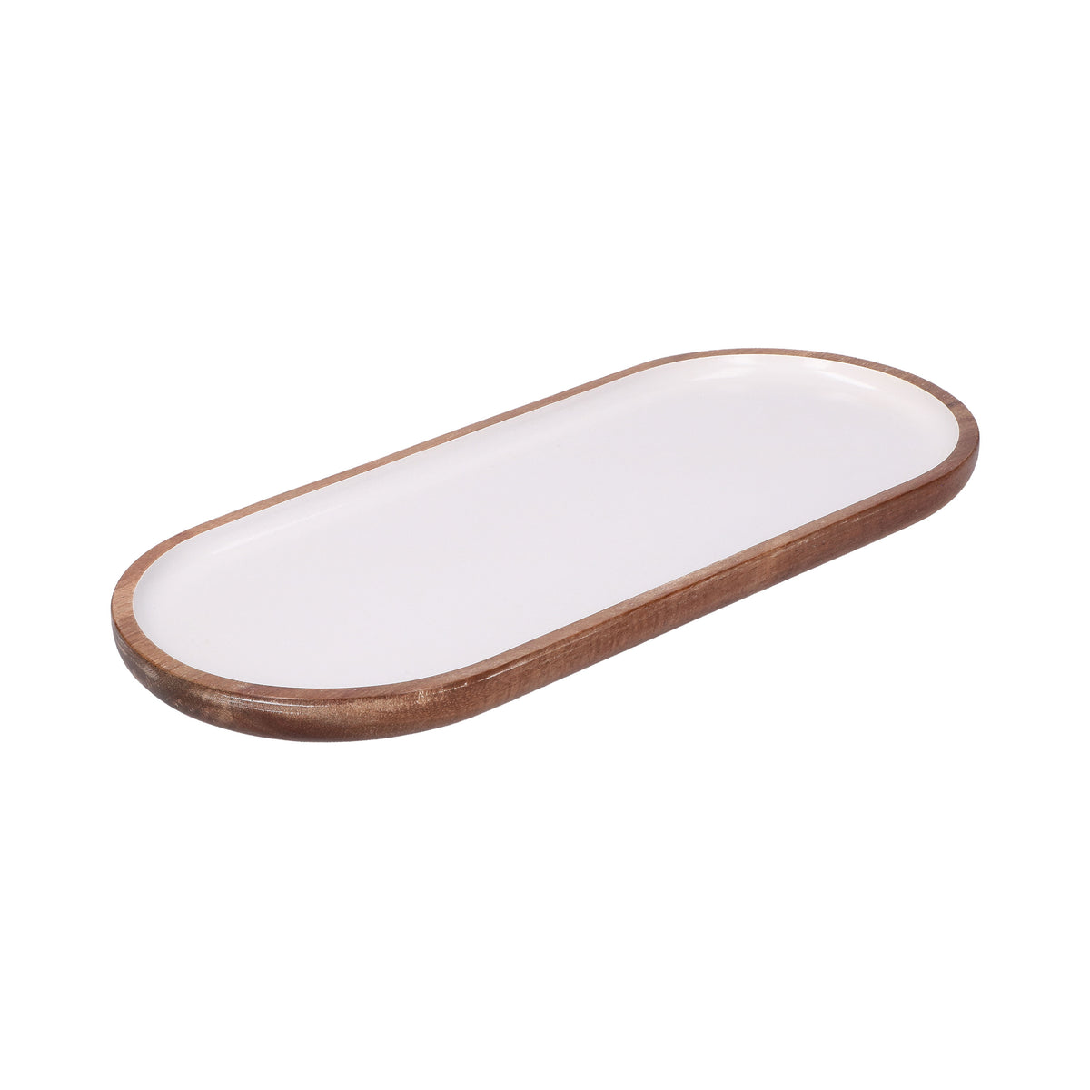 Vassoio ovale in legno laccato. Dimensioni: cm 35,6 x 15,2 x 1,9 Collezione Libeccio Un set di accessori intramontabili in legno smaltato, da collezionare uno dopo l'altro. Immancabili in credenza e preziosi sulla tavola, per servire in puro stile La Porcellana Bianca. Lavare a mano. In negozio e online su tuttochic.live