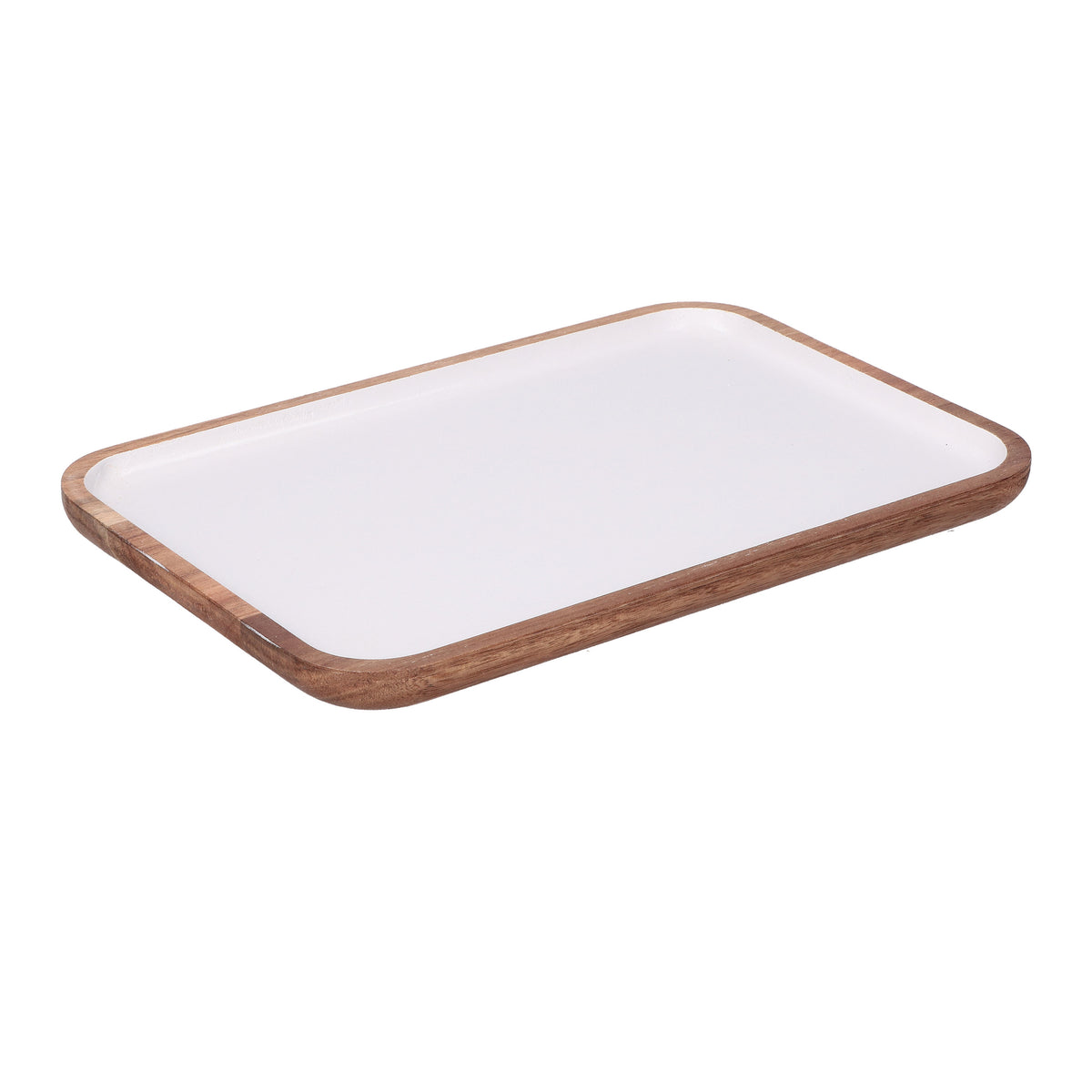 Vassoio rettangolare in legno laccato. Dimensioni: cm 30,5 x 20,3 x 1,9 Collezione Libeccio Un set di accessori intramontabili in legno smaltato, da collezionare uno dopo l'altro. Per servire in puro stile La Porcellana Bianca. Lavare a mano. In negozio e online su tuttochic.live