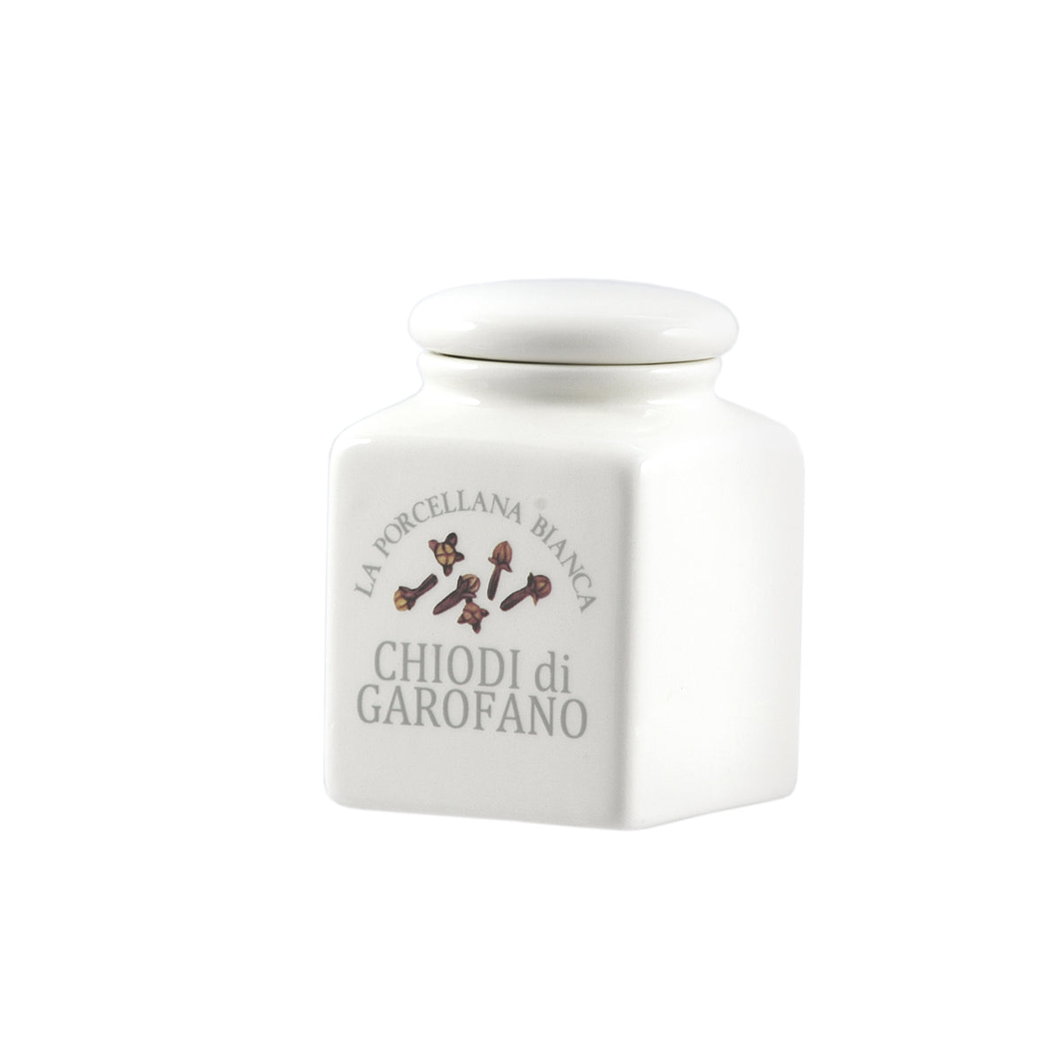 Barattolino in porcellana decorato Chiodi di Garofano 175 cc. Dimensioni : 6,5x6xh9 cm Decorati, pratici e utili, caratterizzano ambienti curati in ogni minimo dettaglio. In negozio e online su tuttochic.live