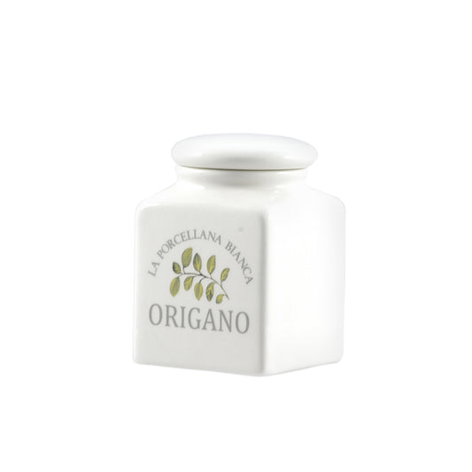 Barattolino in porcellana decorato Origano 175 cc. Dimensioni : 6,5x6xh9 cm Decorati, pratici e utili, caratterizzano ambienti curati in ogni minimo dettaglio. In negozio e online su tuttochic.live