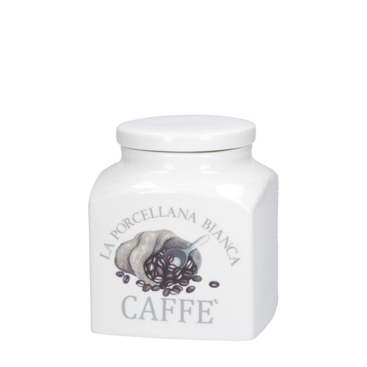 Barattolo decorato Caffe' in porcellana lt. 1,1. Funzionali ad ospitare gli alimenti più usati nei vostri piatti per una cucina sempre in ordine.