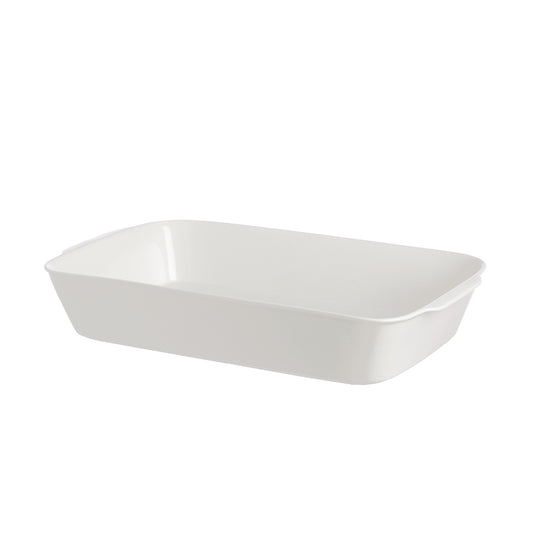 Teglia rettangolare stondata in porcellana bianca. Dimensioni: 24x30xh5 cm Lavastoviglie Microonde Forno tradizionale. In negozio e online su tuttochic.live