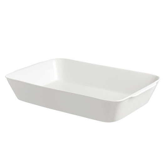 Teglia rettangolare stondata in porcellana bianca. Dimensioni: 25x39xh5 cm Lavabile in lavastoviglie Utilizzabile in microonde Utilizzabile in forno tradizionale. In negozio e online su tuttochic.live