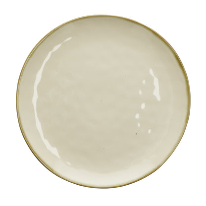 Piatto/Vassoio in porcellana di colore avorio. Colori e forme moderne si mescolano con armonia ed elementi della tradizione. Dimensioni: Ø 32 cm  Stoneware. In negozio e online su tuttochic.live