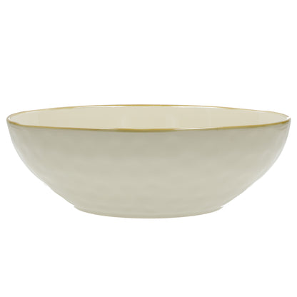 Insalatiera in porcellana di colore avorio. Colori e forme moderne si mescolano con armonia ed elementi della tradizione. Dimensioni: Ø 26 cm Materiali: Stoneware
