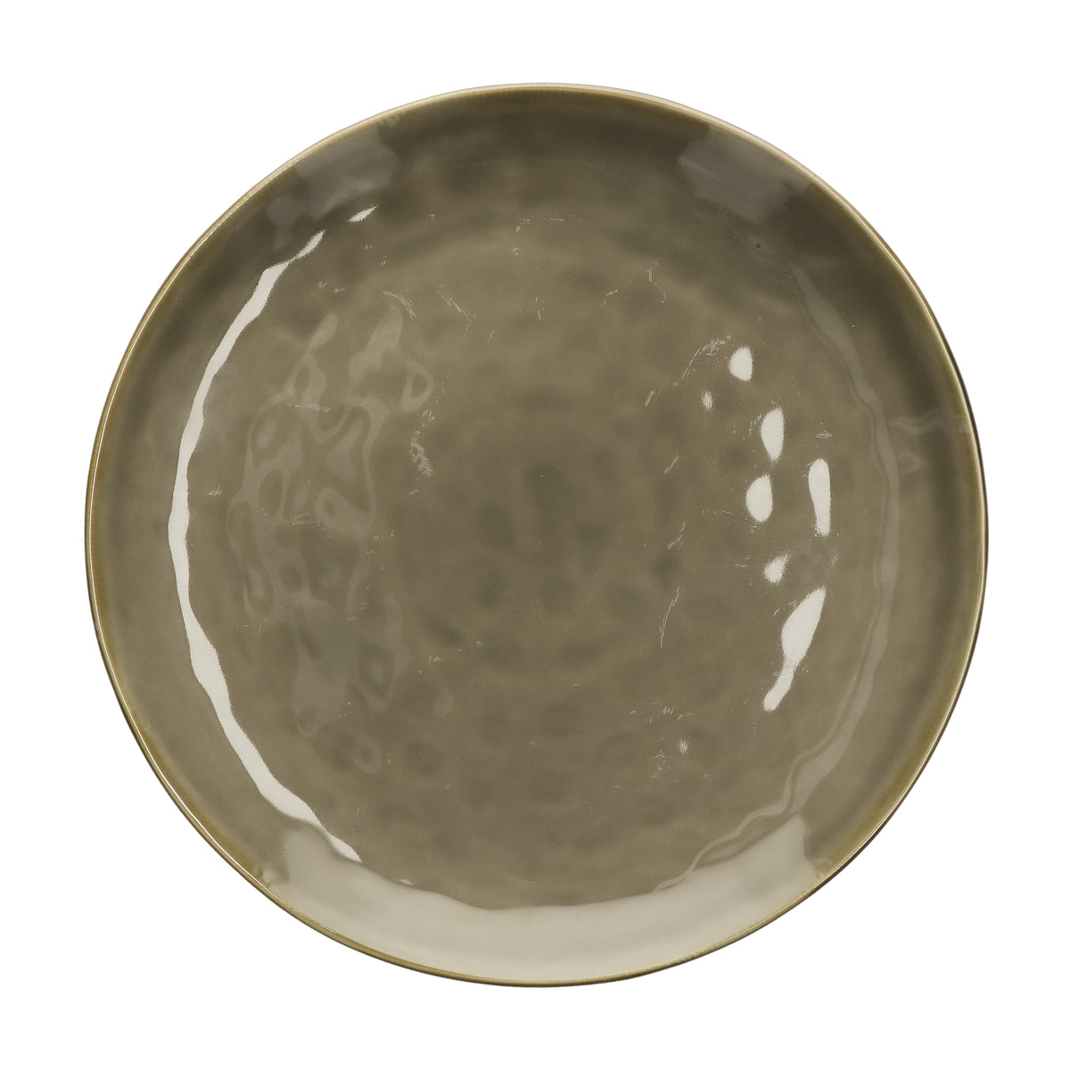 Piatto/Vassoio in porcellana di colore grigio tortora. Colori e forme moderne si mescolano con armonia ed elementi della tradizione. Dimensioni: Ø 32 cm