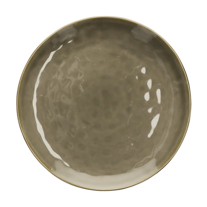 Piatto/Vassoio in porcellana di colore grigio tortora. Colori e forme moderne si mescolano con armonia ed elementi della tradizione. Dimensioni: Ø 32 cm
