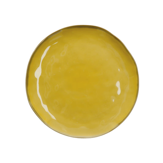 Piatto piano di colore ocra della linea Concerto. L’apparecchiatura è bellissima tono su tono o nei diversi abbinamenti di colore. Materiale: Stoneware Dimensioni: Ø 27 cm Lavabile in lavastoviglie Utilizzabile in microonde Non Utilizzabile in forno tradizionale. In negozio e online su tuttochic.live