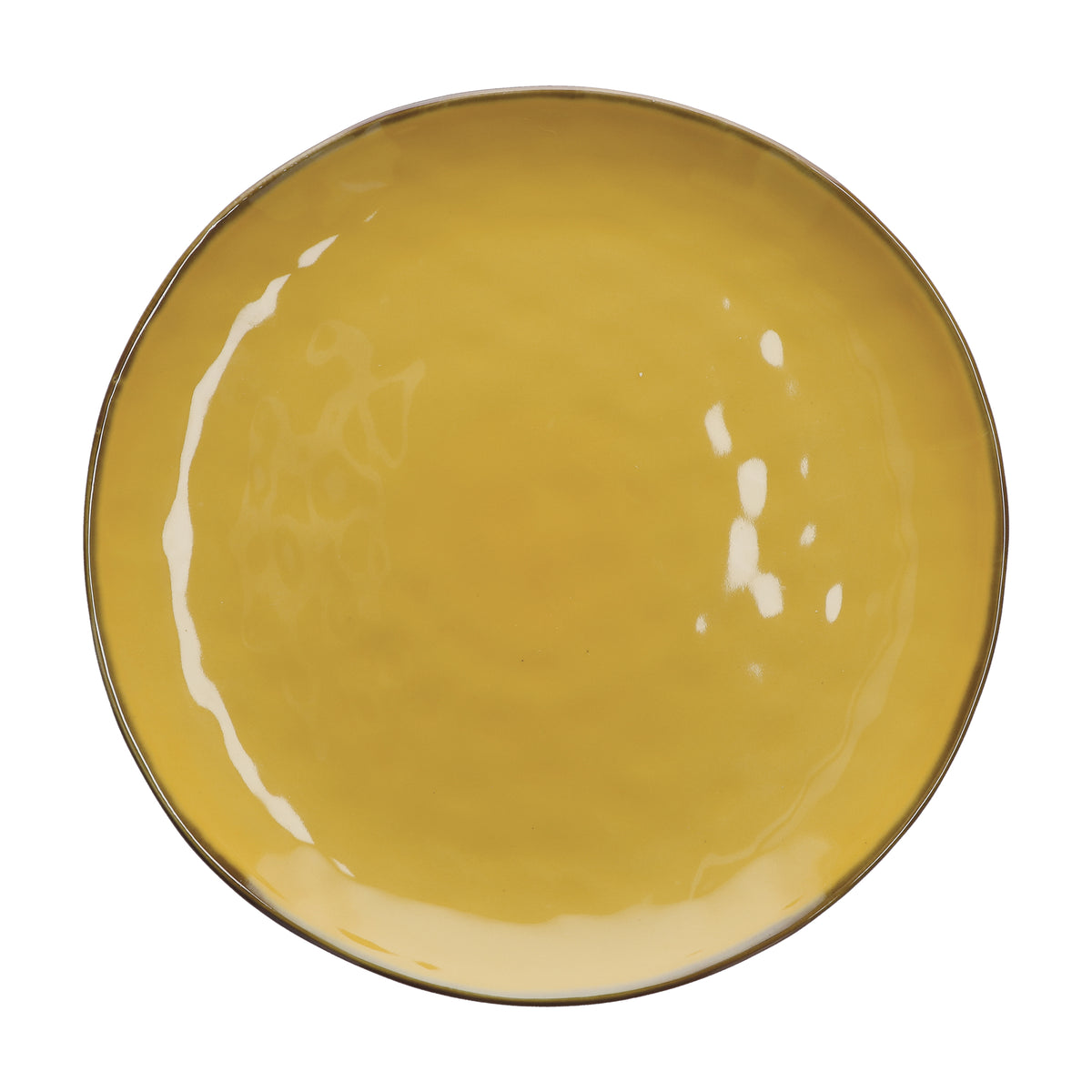 Piatto-Vassoio in porcellana di colore ocra. Colori e forme moderne si mescolano con armonia ed elementi della tradizione. Dimensioni: Ø 32 cm. In negozio e online su tuttochic.live