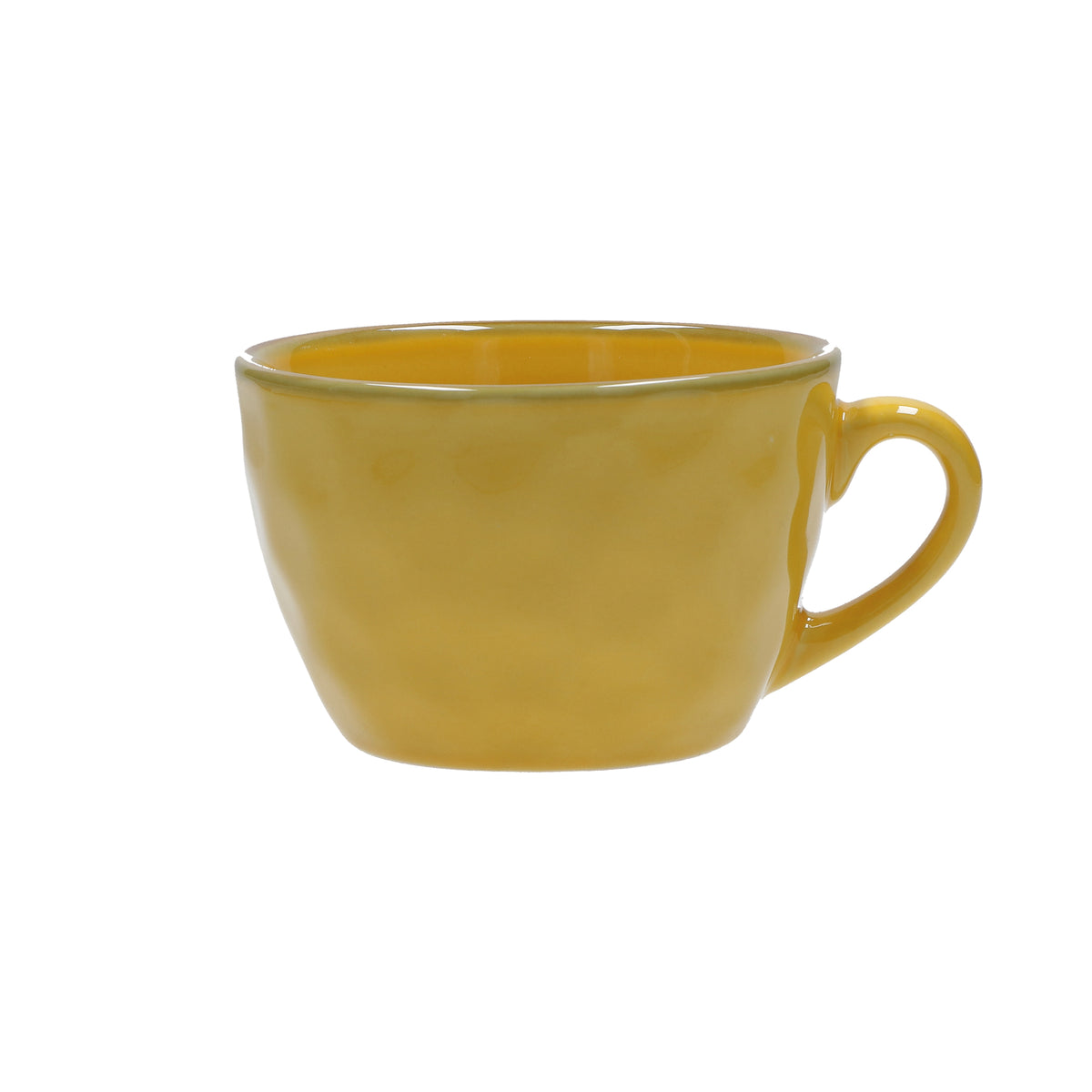 Tazza da colazione in porcellana di colore ocra. Colori e forme moderne si mescolano con armonia ed elementi della tradizione. Dimensioni: Ø 7 cm, 420 cc. In negozio e online su tuttochic.live