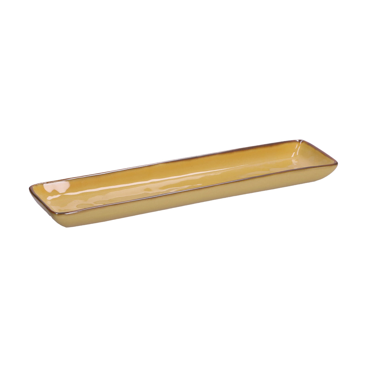 Vassoietto rettangolare in porcellana di colore ocra. Colori e forme moderne si mescolano con armonia ed elementi della tradizione. Dimensioni: cm 32 x 8Materiali: Stoneware Lavabile in lavastoviglie Utilizzabile in microonde. In negozio e online su tuttochic.live