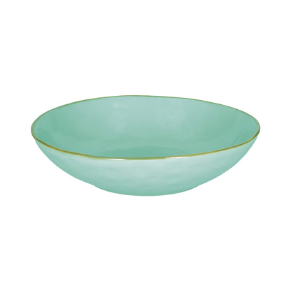 Piatto fondo di colore verde acqua della linea Concerto. L’apparecchiatura è bellissima tono su tono o nei diversi abbinamenti di colore. Materiale: Stoneware Dimensioni: Ø 21 cm Lavabile in lavastoviglie Utilizzabile in microonde Non Utilizzabile in forno tradizionale. In negozio e online su tuttochic.live
