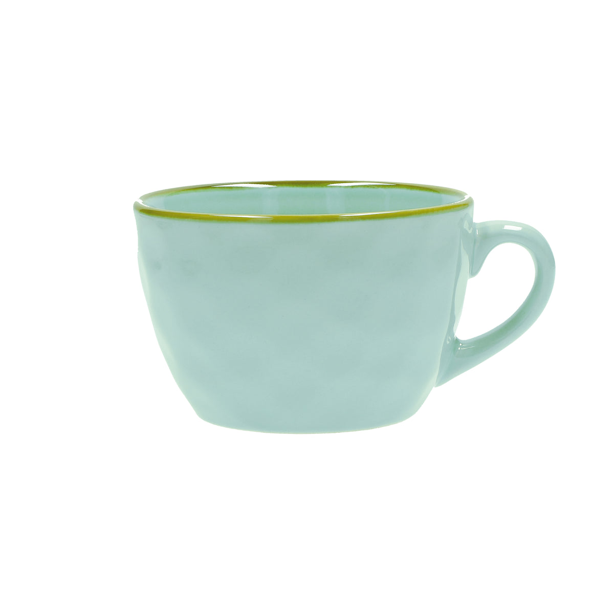 Tazzone da colazione in porcellana di colore verde acqua. Colori e forme moderne si mescolano con armonia ed elementi della tradizione. Dimensioni: Ø 7 cm, 420 cc. In negozio e online su tuttochic.live