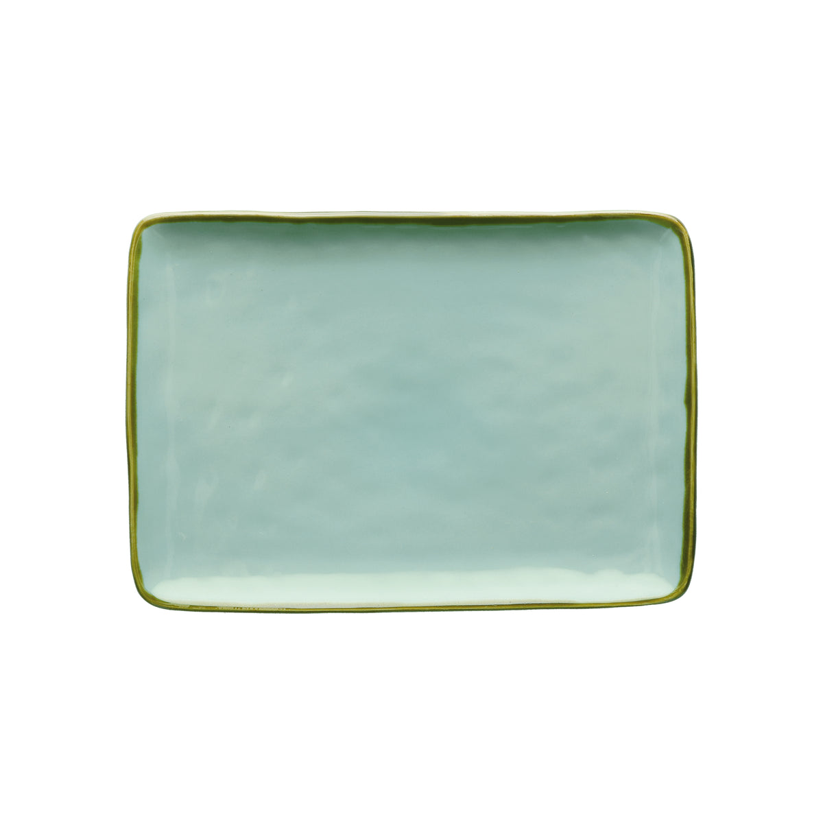 Vassoio rettangolare in porcellana di colore verde acqua. Colori e forme moderne si mescolano con armonia ed elementi della tradizione. Dimensioni: cm 27 x 19. In negozio e online su tuttochic.live