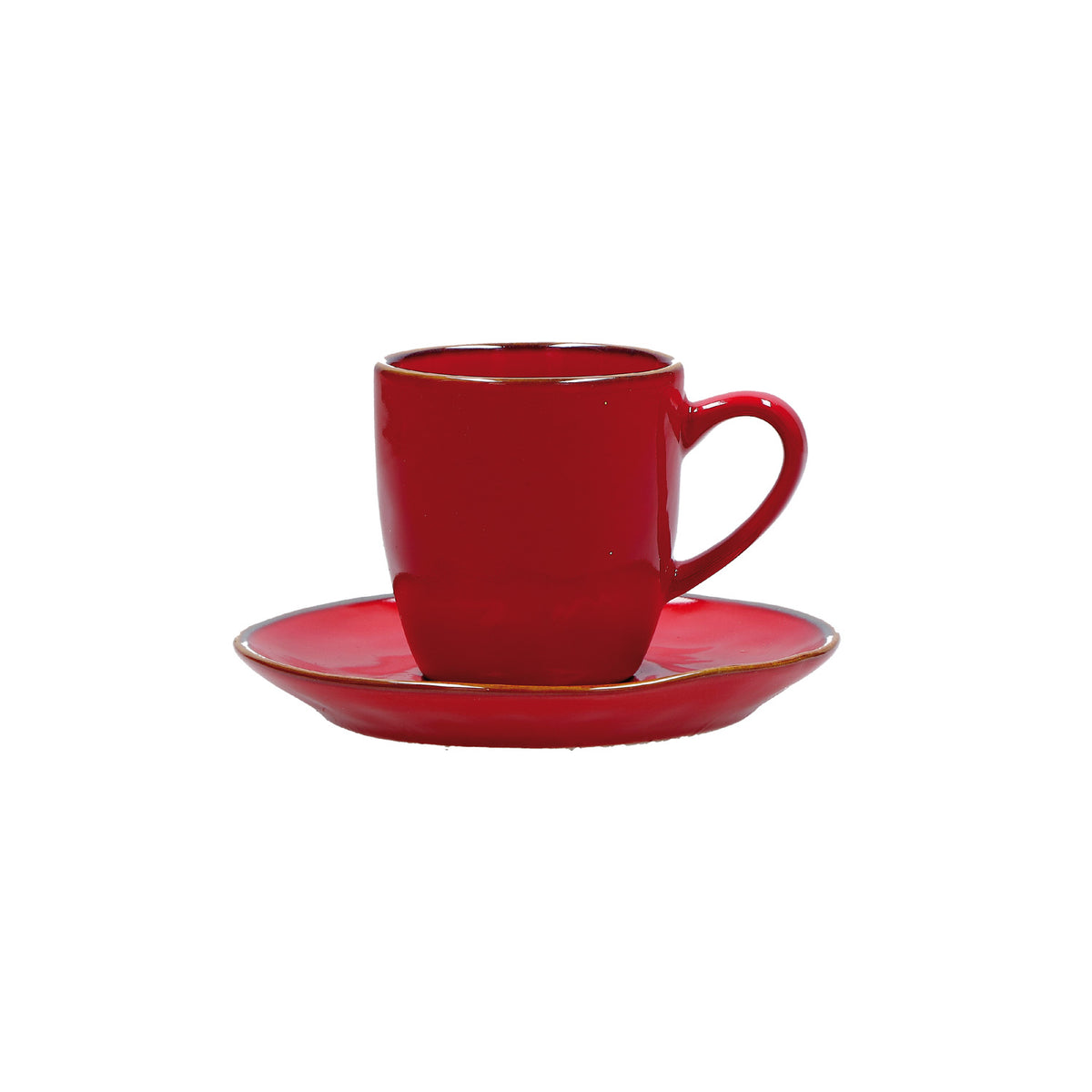 Tazzina caffè con piattino di colore rosso fuoco della linea Concerto.  L’apparecchiatura è bellissima tono su tono o nei diversi abbinamenti di colore. Materiale: Stoneware Capacità: 90 cc Lavabile in lavastoviglie. Utilizzabile in microonde. Non Utilizzabile in forno tradizionale. In negozio e online su tuttochic.live