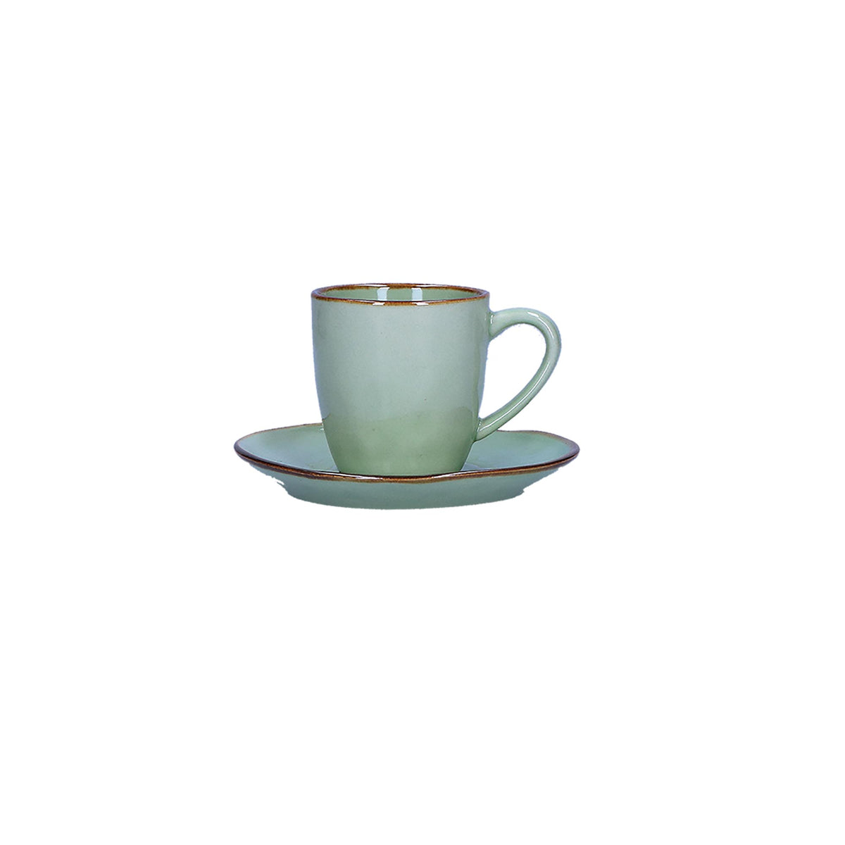 Tazzina caffè con piattino di colore tè verde della linea Concerto.  L’apparecchiatura è bellissima tono su tono o nei diversi abbinamenti di colore. Materiale: Stoneware Capacità: 90 cc Lavabile in lavastoviglie. Utilizzabile in microonde. Non Utilizzabile in forno tradizionale. In negozio e online su tuttochic.live