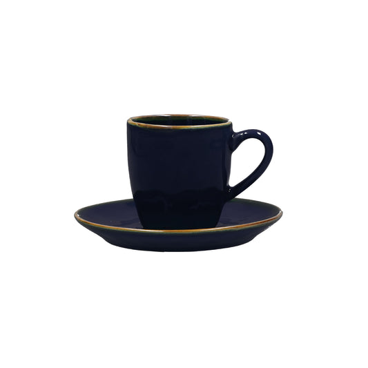 Tazzina caffè con piattino di colore blu cobalto della linea Concerto.  L’apparecchiatura è bellissima tono su tono o nei diversi abbinamenti di colore. Materiale: Stoneware Capacità: 90 cc Lavabile in lavastoviglie. Utilizzabile in microonde. Non Utilizzabile in forno tradizionale. In negozio e online su tuttochic.live