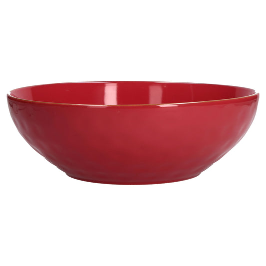 Insalatiera in porcellana di colore rosso corallo. Colori e forme moderne si mescolano con armonia ed elementi della tradizione. Dimensioni: Ø 26 cm. In negozio e online su tuttochic.live