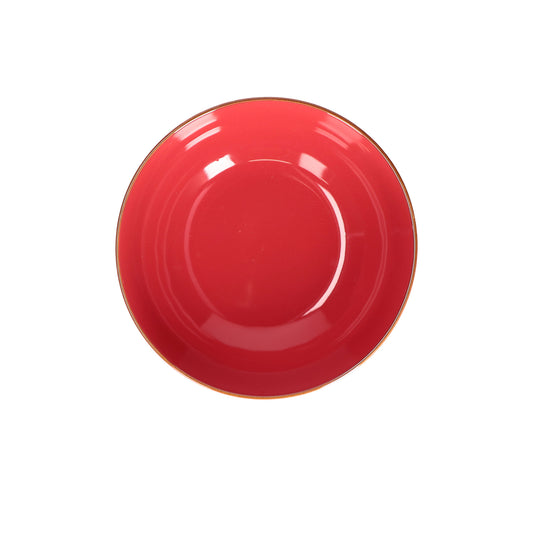 Insalatiera in porcellana di colore rosso corallo. Colori e forme moderne si mescolano con armonia ed elementi della tradizione. Dimensioni: Ø 26 cm. In negozio e online su tuttochic.live