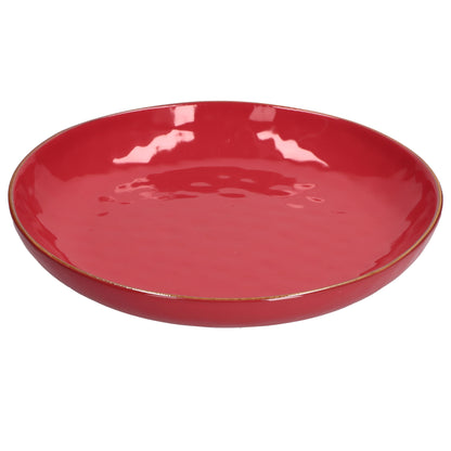 Piatto portata tondo Gourmet Bowl in gres porcellanato di colore rosso corallo. Dimensioni: cm Ø 30 Linea CONCERTO Un concerto di colori, tattili e materici, declinati in delicate sfumature colore, con un sottile bordo dorato che li ravviva. In negozio e online su tuttochic.live 