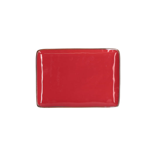 Vassoio rettangolare in porcellana di colore rosso corallo. Colori e forme moderne si mescolano con armonia ed elementi della tradizione. Dimensioni: cm 27 x 19. In negozio e online su tuttochic.live