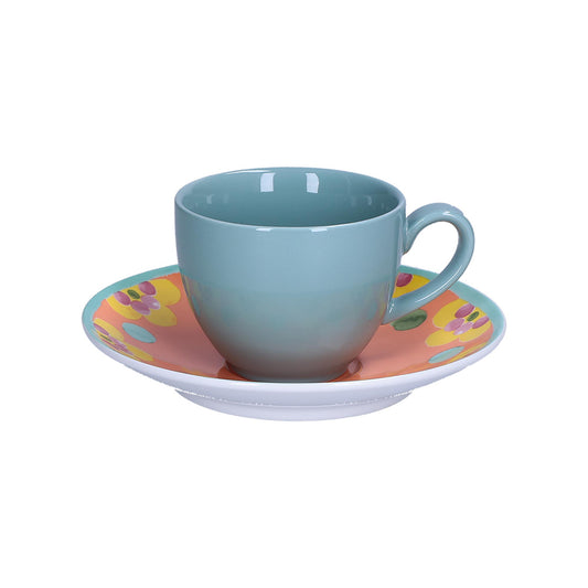 Set di 6 tazze da tè con piatto in porcellana decorata. Capacità: cc 200 Lavabile in lavastoviglie Utilizzabile in forno a microonde. In negozio e online su tuttochic.live