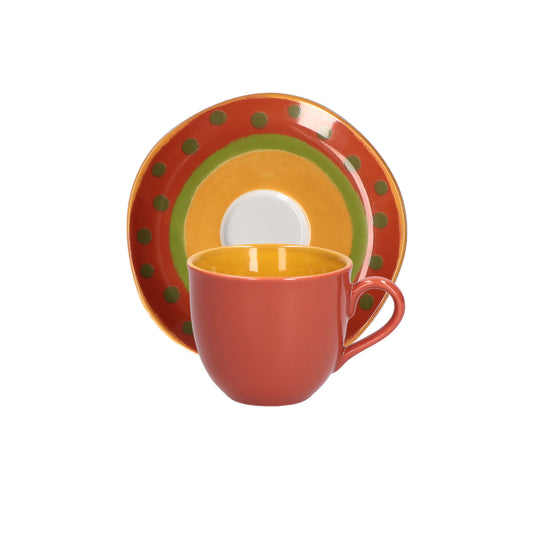 Set di 6 tazzine da caffè c/piattino in porcellana decorata. Capacità: cc100 Cottage è una collezione perfetta per la stagione autunnale. Il trattamento pittorico e i colori caldi della terra rimandano alle campagne tipiche del mediterraneo. Utilizzabile in lavastoviglie e microonde. In negozio e online su tuttochic.live