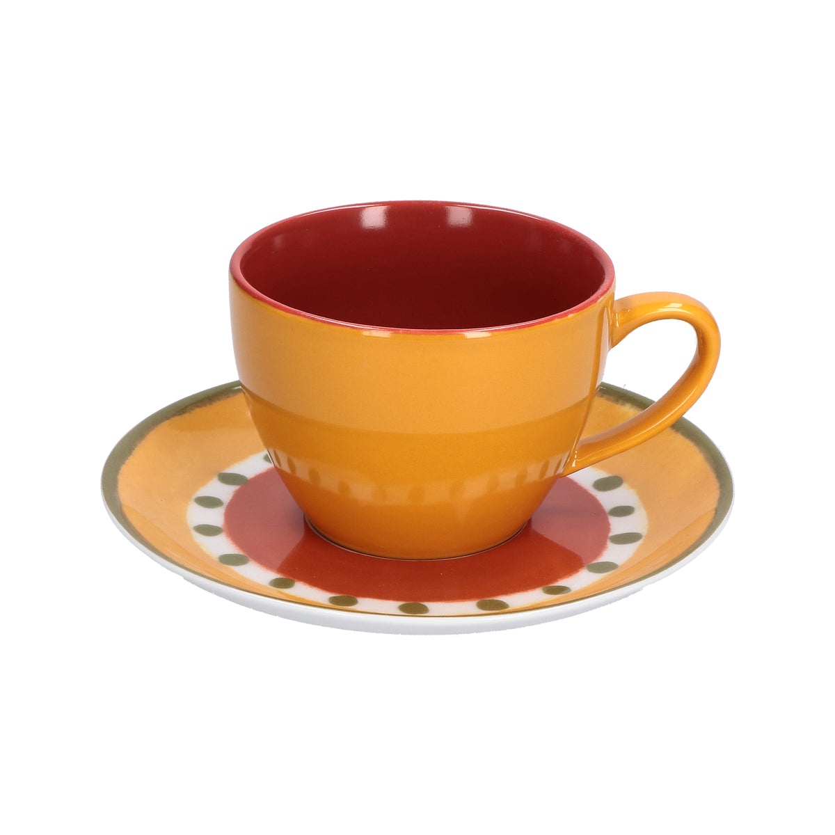 Set 6 tazze da tè gialla con piatto in porcellana decorata. Capacità: cc 180 Cottage è una collezione perfetta per la stagione autunnale. Il trattamento pittorico e i colori caldi della terra rimandano alle campagne tipiche del mediterraneo. Utilizzabile in lavastoviglie e microonde. In negozio e online su tuttochic.live