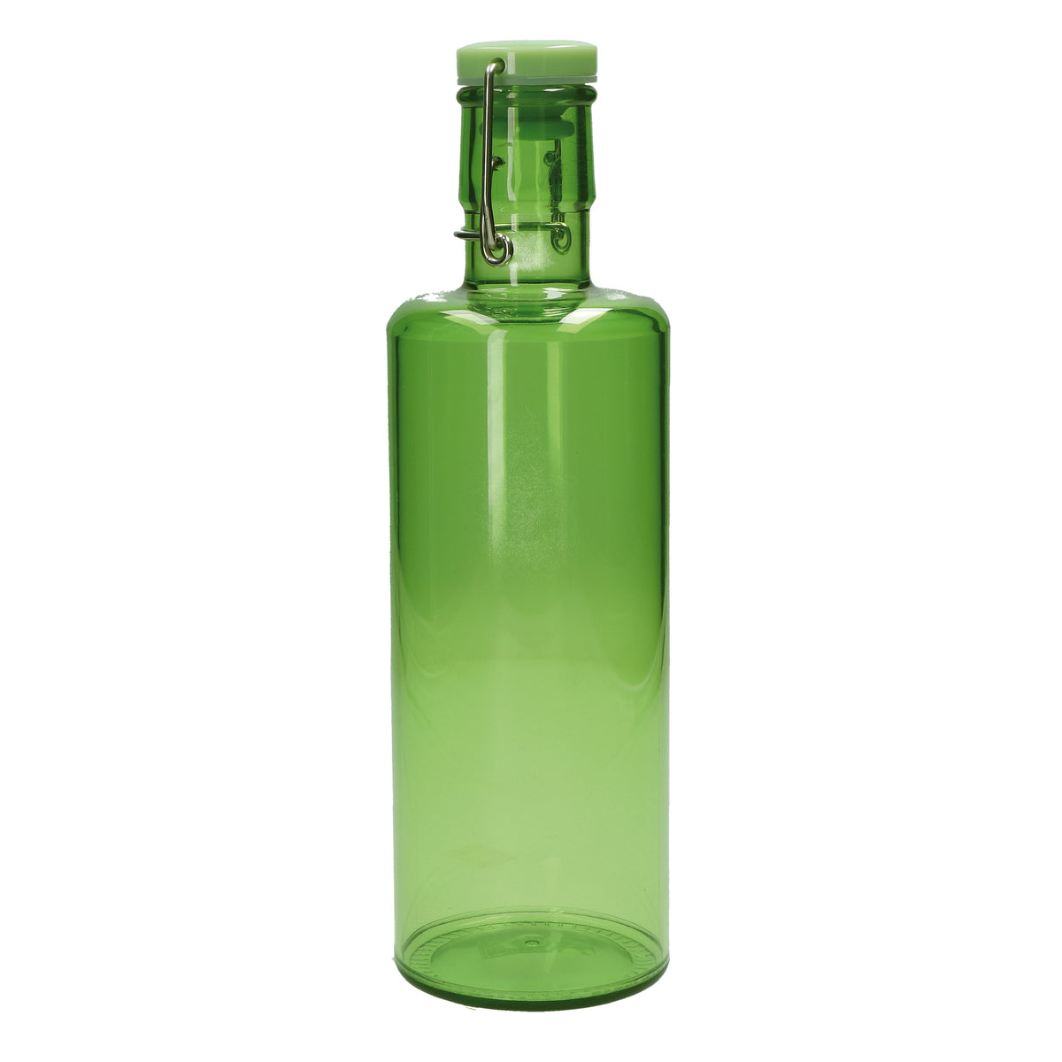 Bottiglia in acrilico color verde lime, per alimenti, lavabile in lavastoviglie. Capacità: lt. 1,0 Dimensioni: cm ø 8,5 x 28 h. In negozio e online su tuttochic.live