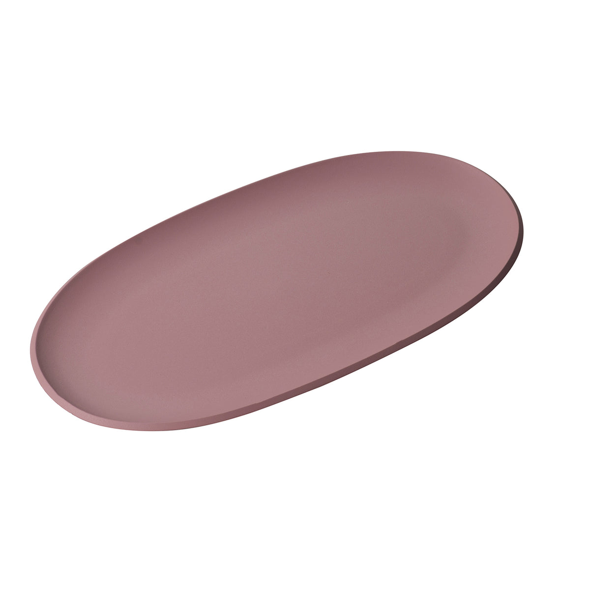 Piatto portata ovale grande in Repet (materia prima realizzata con il recupero di imballaggi in plastica post consumo). Dimensione: cm. 19 x 35 x h 1,7.  Colore: rosa. Peso: 333 gr. (singolo). Made in Italy. In negozio e online su tuttochic.live