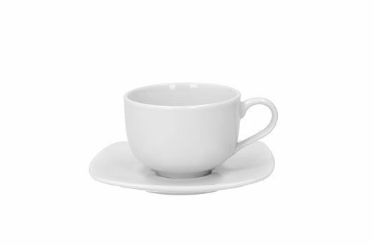 Set di 6 tazzine da caffè tonda con piattino quadrato in porcellana liscia di colore bianco. Capacità: CC 80. In negozio e online su tuttochic.live
